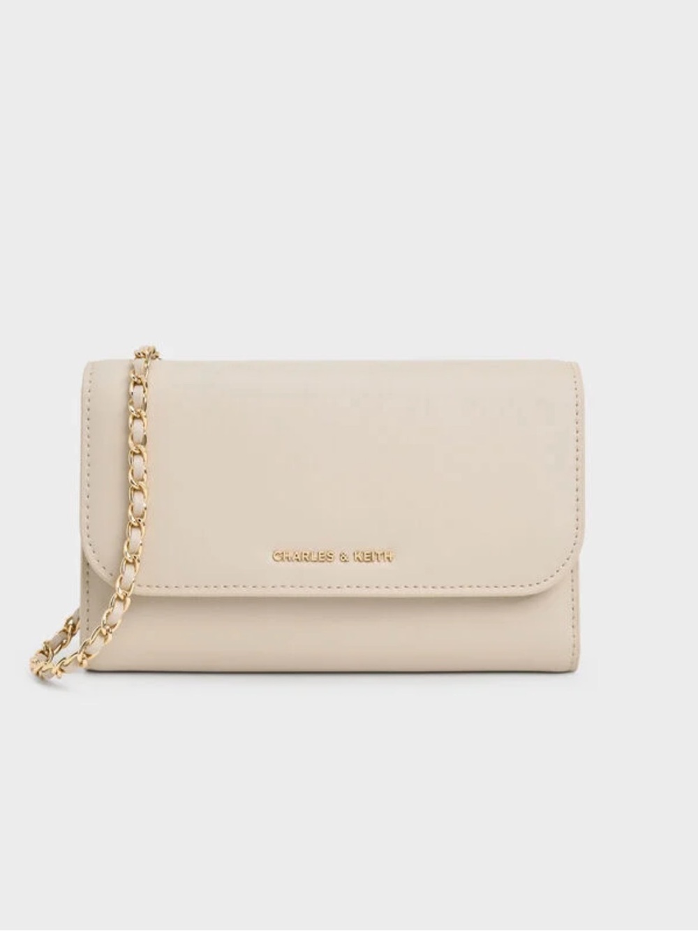 Charles & Keith Beige Octavia Front Flap Long Wallet - Ivory - Picture 1 of 7